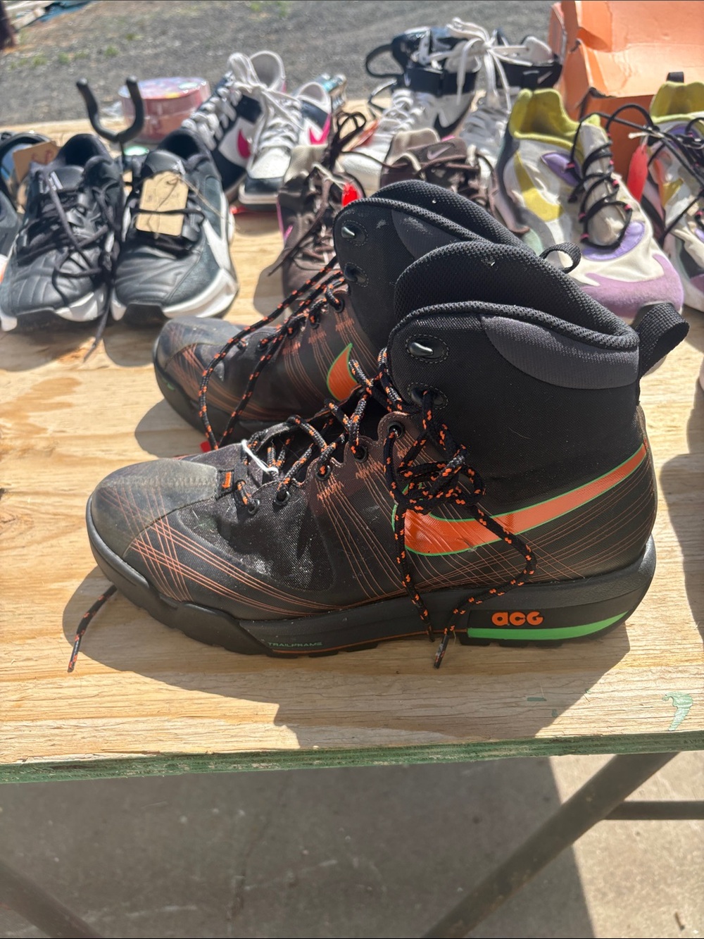 Nike Black High-Top hiking with Orange & Green Accents men’s 12